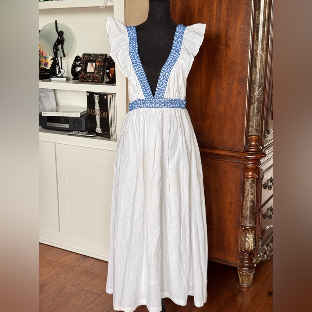 J Crew Ruffle Embroidery White Dress